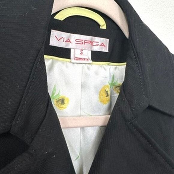 Via Spiga Black Trench Coat Girls Large Petite XS Small Belted Classic - Picture 2 of 5